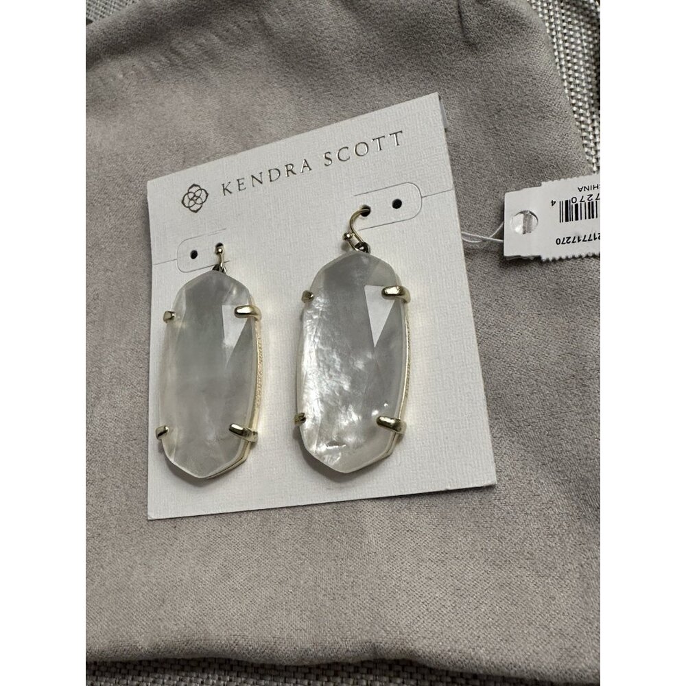 Kendra Scott Esme Drop Earrings In Ivory Pearl Gold Dangle NEW Classic - Picture 2 of 4